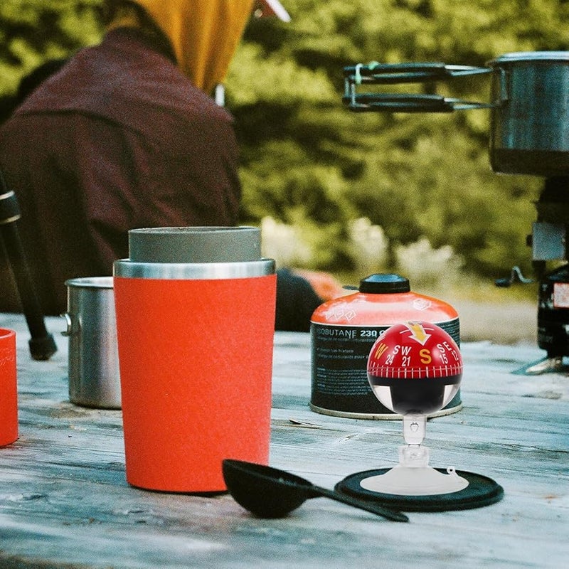 Red Portable Car Dashboard Compass with 38mm Plastic Suction Cup for Vehicle and Boat - Image 4